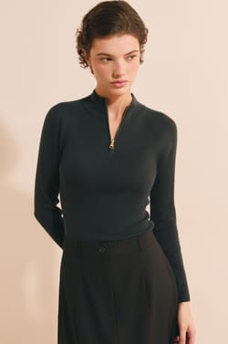 Pull c&ocirc;tel&eacute; manches longues avec col haut;${refinementColor}