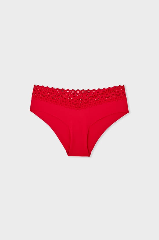 Microfiber Hipsters With Lace Details;${refinementColor}