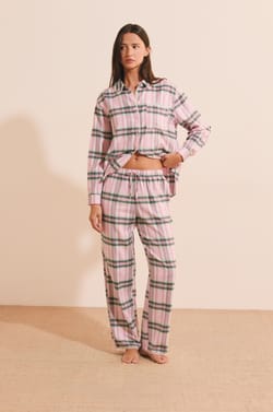 Pantalon de pyjama &agrave; carreaux avec coton;${refinementColor}