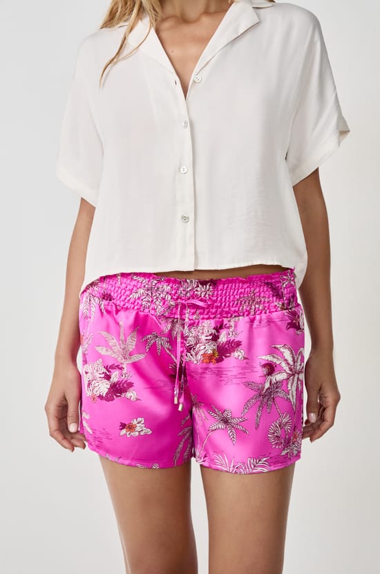 Satin Pyjama Shorts with Prints;${refinementColor}