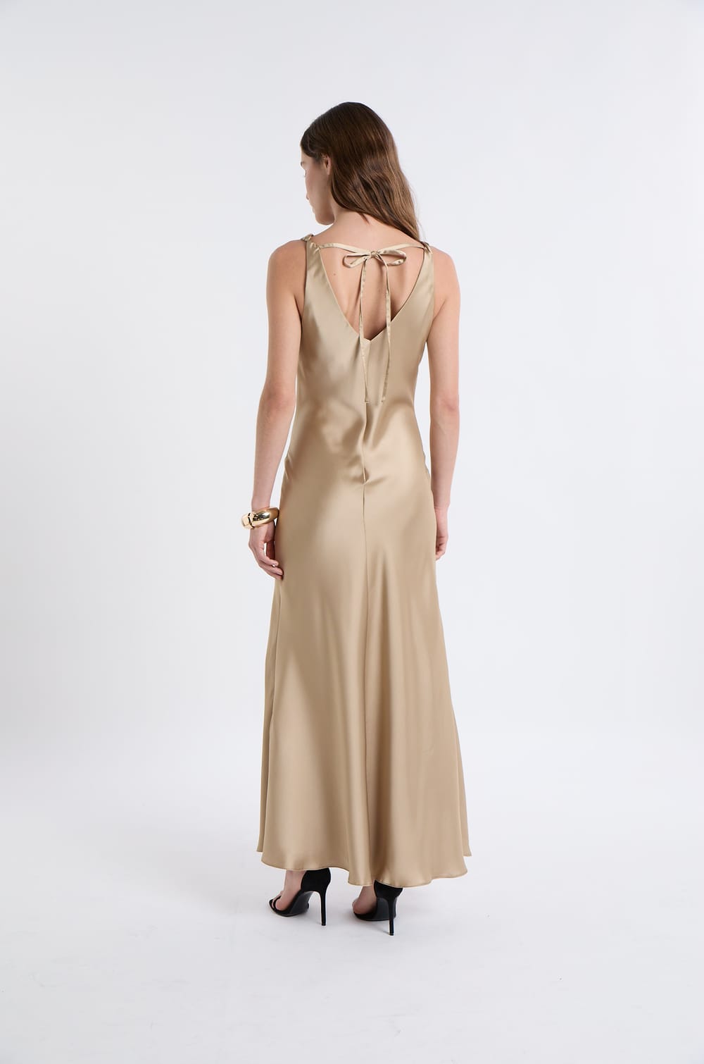 Robe longue satinée imprimé python;${refinementColor}