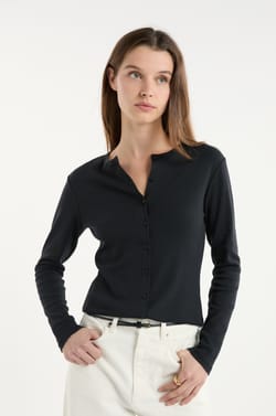 Camiseta con botones y mangas largas de algod&oacute;n;${refinementColor}