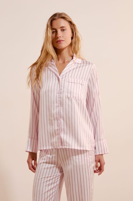 Chemise de pyjama &agrave; rayures;${refinementColor}