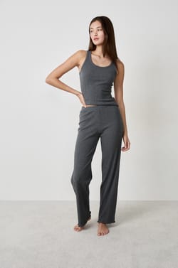 Straight Ribbed Pyjama Trousers;${refinementColor}