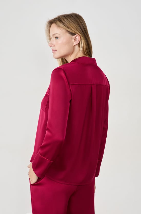 Chemise de pyjama satin&eacute;e;${refinementColor}