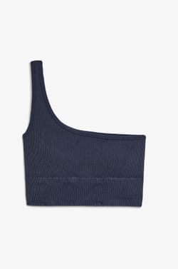 Ribbed Asymmetric Bralette - Light Support;${refinementColor}