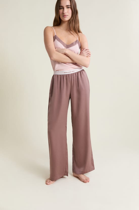 Pantalon de pyjama taille &eacute;lastique "move, smile, sleep;${refinementColor}