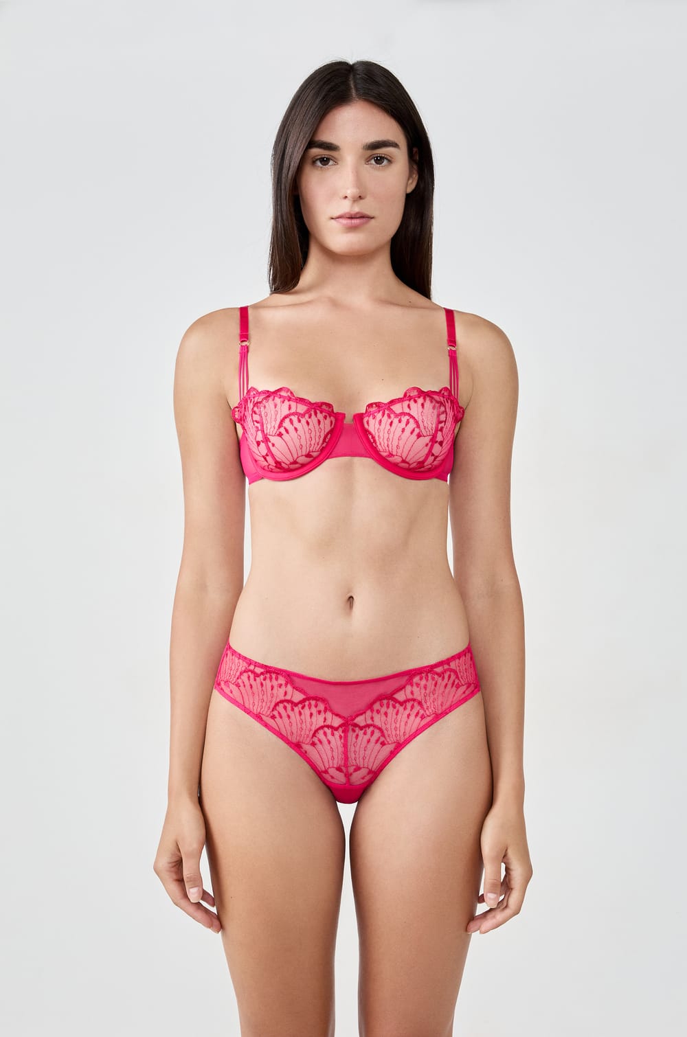 Bra No.9 - Balconette with floral embroidery;${refinementColor}