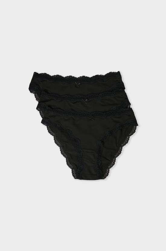 Pack of 3 Cotton and Lace Briefs;${refinementColor}