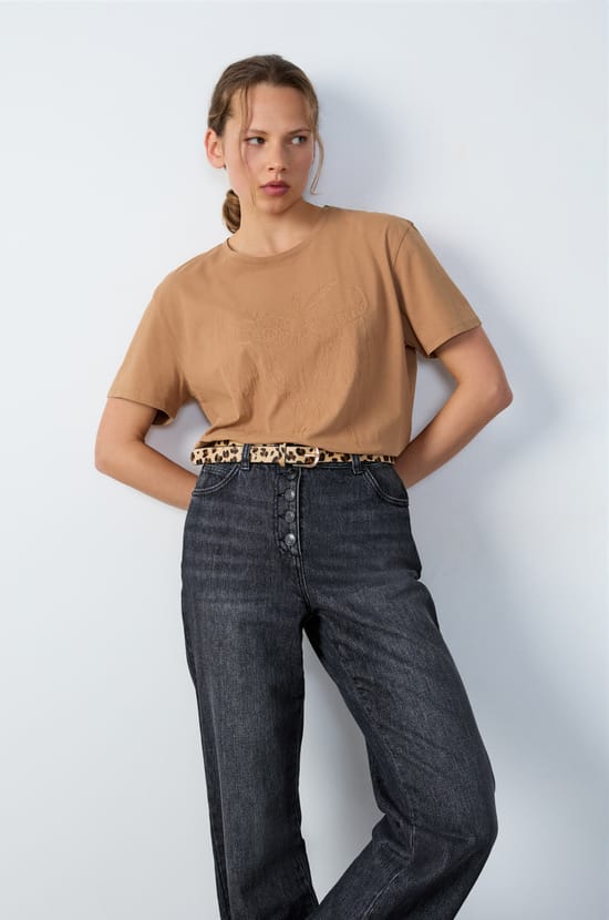 Embroidered cotton T-shirt;${refinementColor}