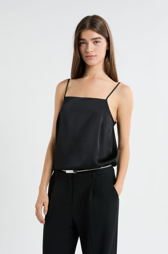 Satin Camisole with Thin Straps;${refinementColor}