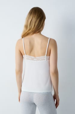 Modal Camisole with Lace Neckline;${refinementColor}