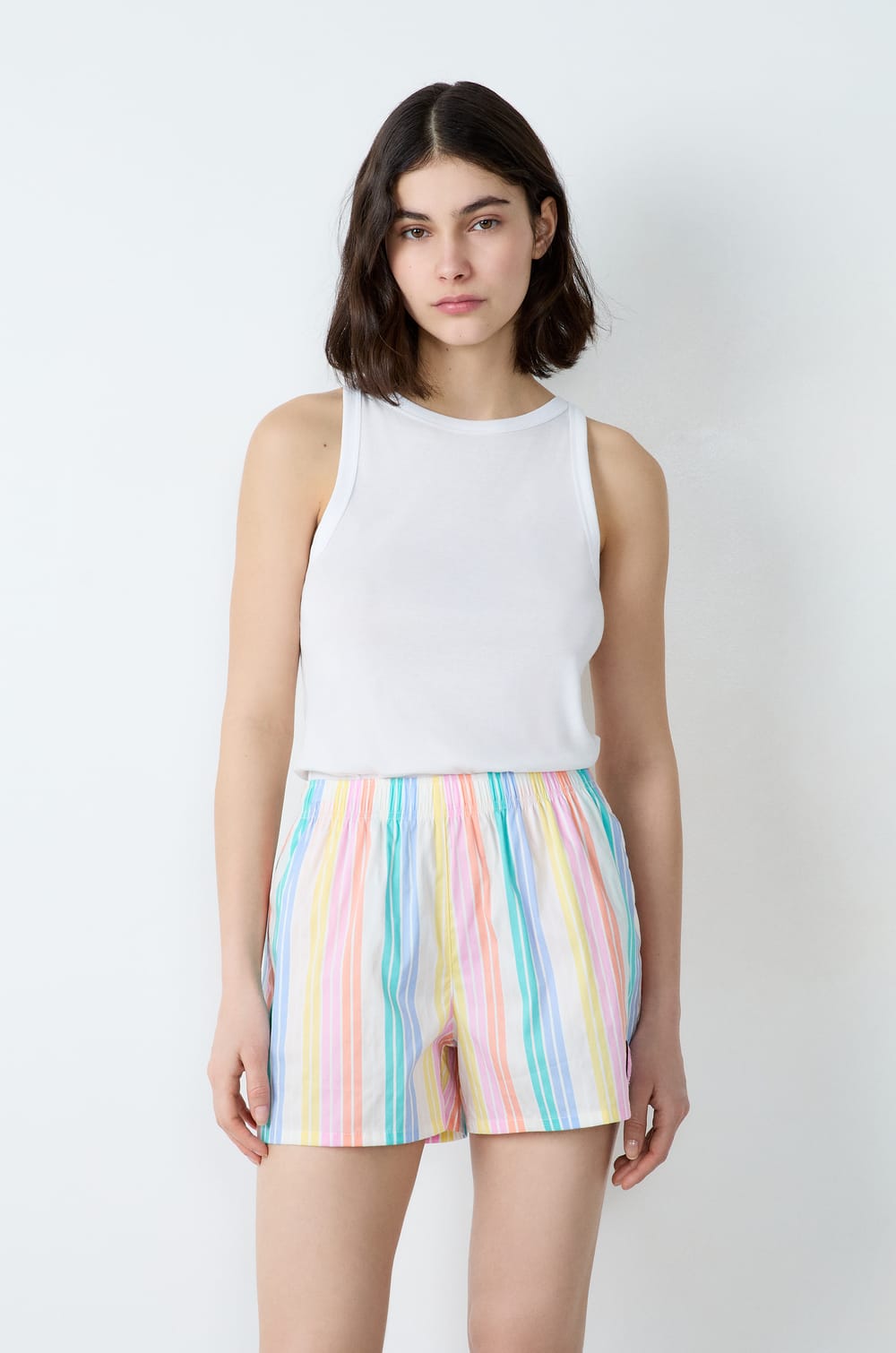 Short de pyjama à rayures en coton Smiley®ORIGINALS;${refinementColor}