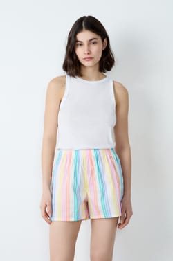 Short de pyjama à rayures en coton Smiley®ORIGINALS;${refinementColor}