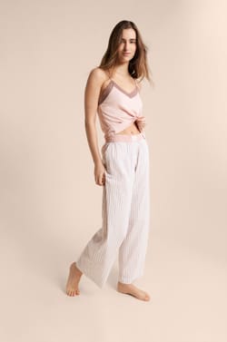 Pantalon de pyjama &agrave; rayures avec coton;${refinementColor}