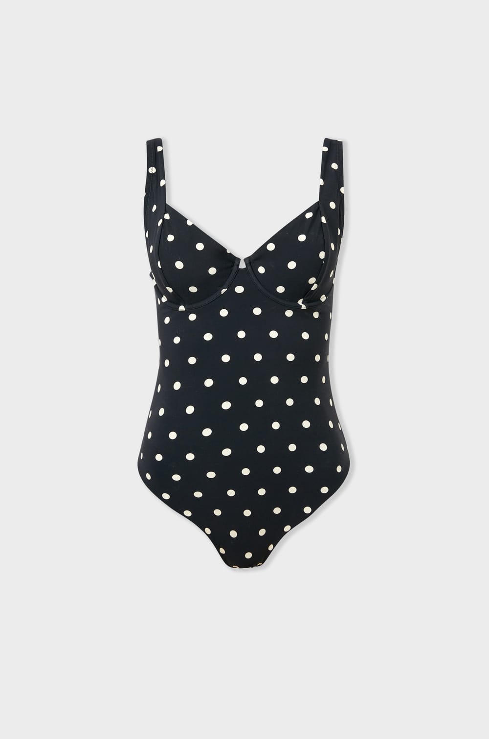 Underwired one-piece swimsuit with polka dots;${refinementColor}