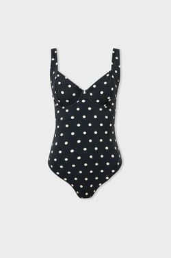 Underwired one-piece swimsuit with polka dots;${refinementColor}