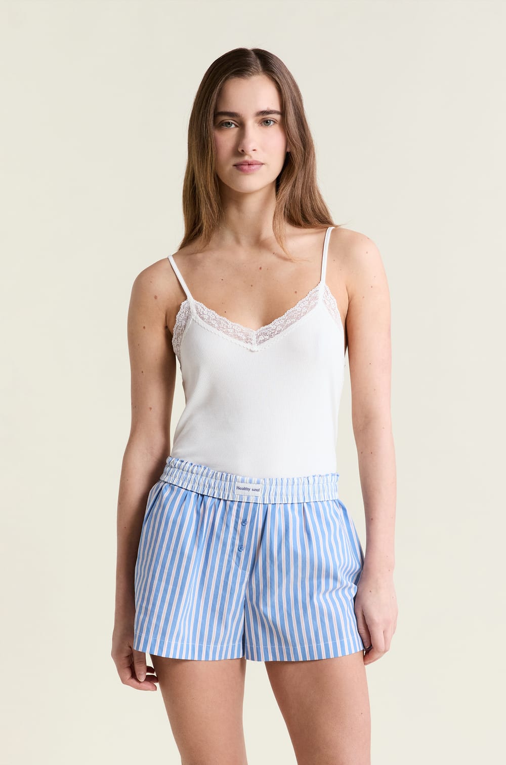 Short de pyjama &agrave; rayures avec coton;${refinementColor}