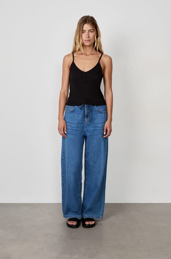 Cotton Tank Top with Thin Straps;${refinementColor}