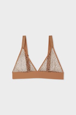 Soutien-gorge triangle sans armature tulle léopard;${refinementColor}