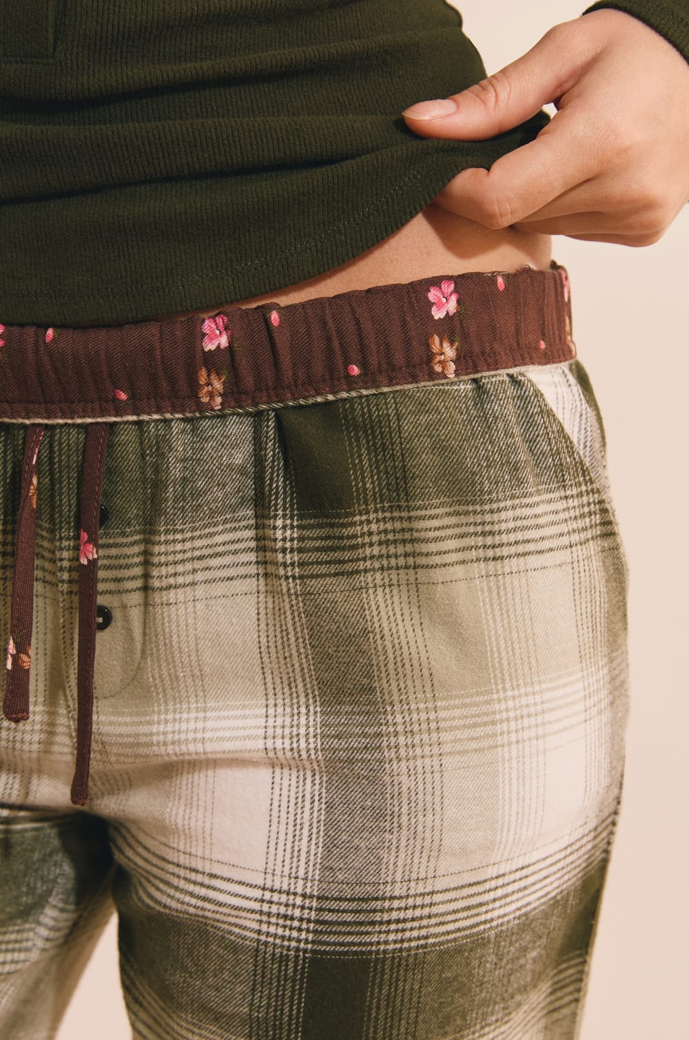Pantalon de pyjama &agrave; carreaux en coton;${refinementColor}