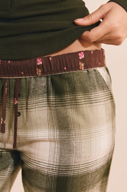 Pantalon de pyjama &agrave; carreaux en coton;${refinementColor}