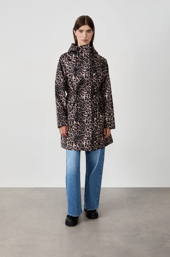 Leopard print parka;${refinementColor}