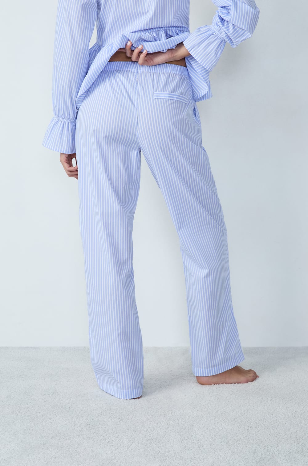 Cotton Striped Pyjama Trousers;${refinementColor}