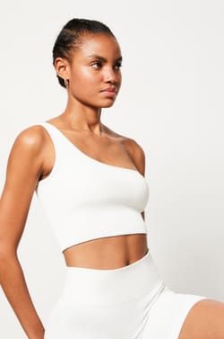Ribbed Asymmetric Bralette - Light Support;${refinementColor}
