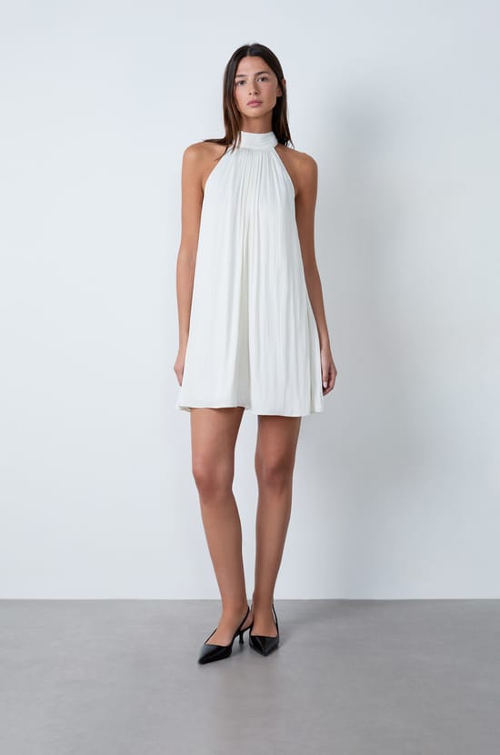 Short Halterneck Dress;${refinementColor}