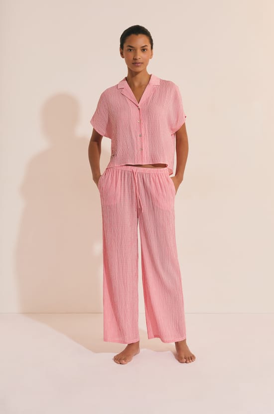 Chemise de pyjama &agrave; rayures;${refinementColor}