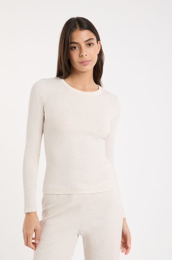 T-shirt de pyjama col rond avec coton;${refinementColor}