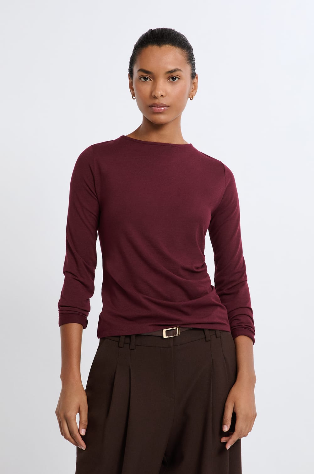 T-shirt col rond manches longues;${refinementColor}