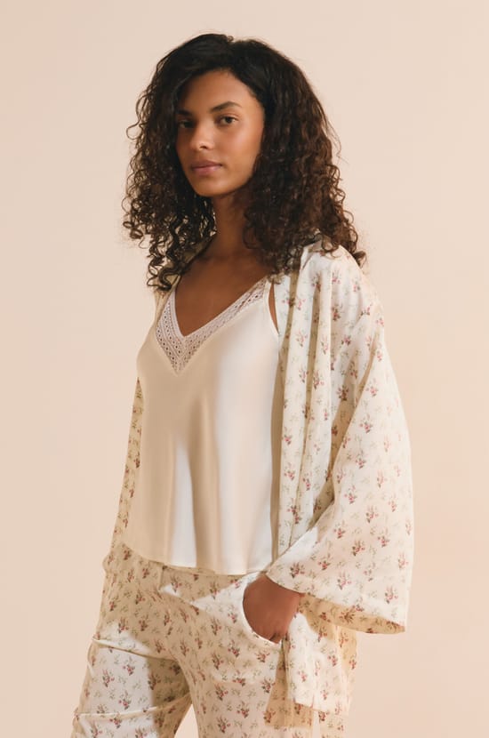 Ensemble de pyjama 3 pi&egrave;ces &agrave; motifs fleuris;${refinementColor}