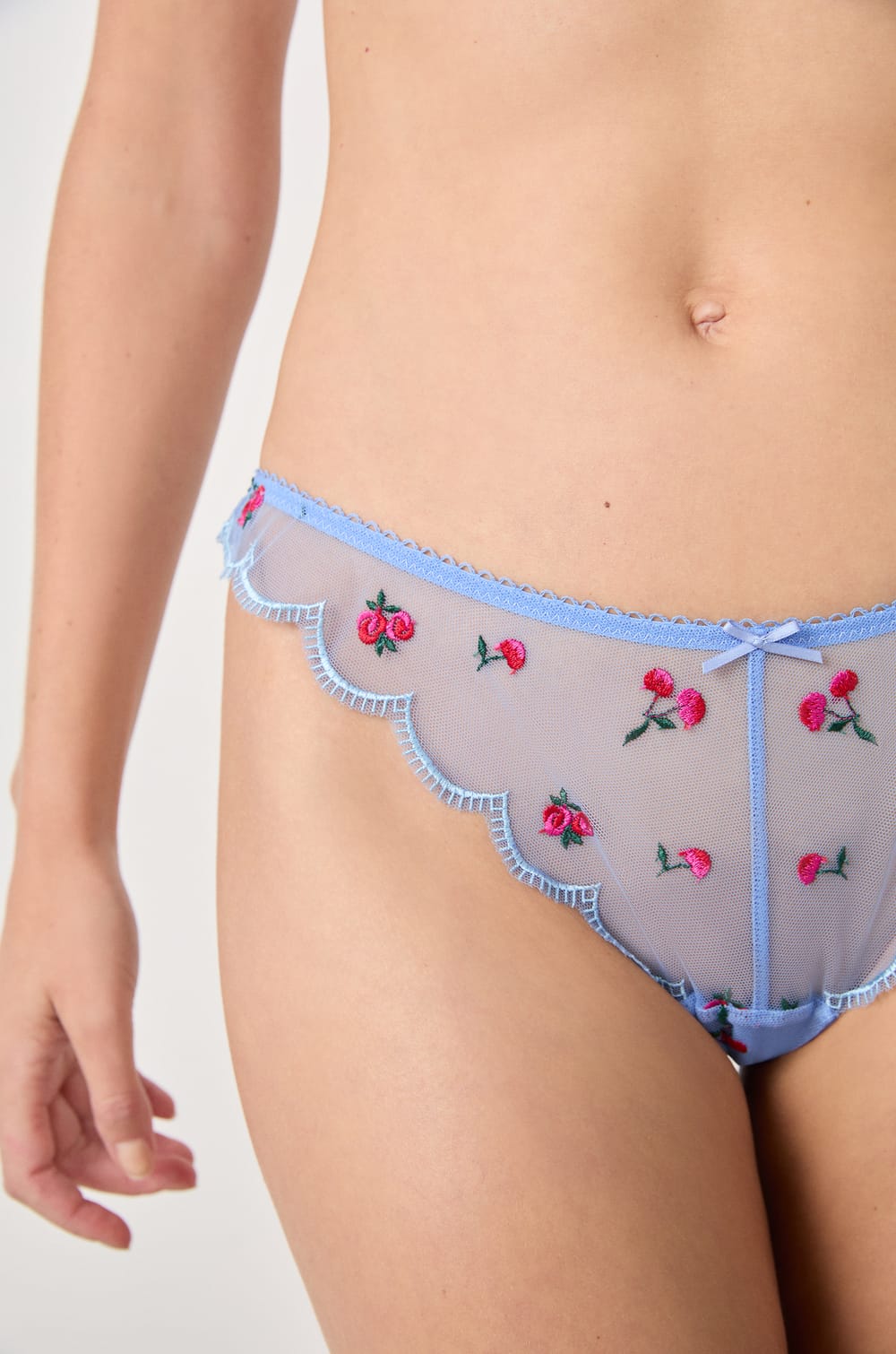 Embroidered Tulle Tanga;${refinementColor}