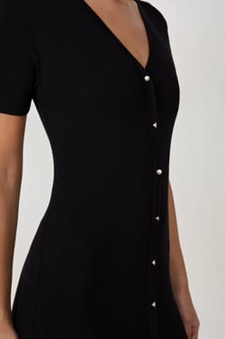 Short Dress with Buttons;${refinementColor}