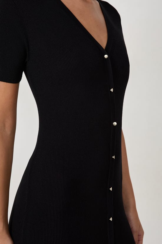 Short Dress with Buttons;${refinementColor}