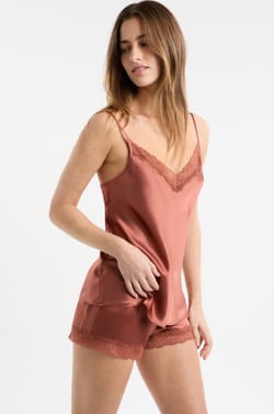 Tr&auml;gertop aus Seide mit Spitzendetails;${refinementColor}