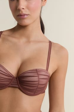 Balconette Bra with Lightly Lined Cups in Tulle;${refinementColor}