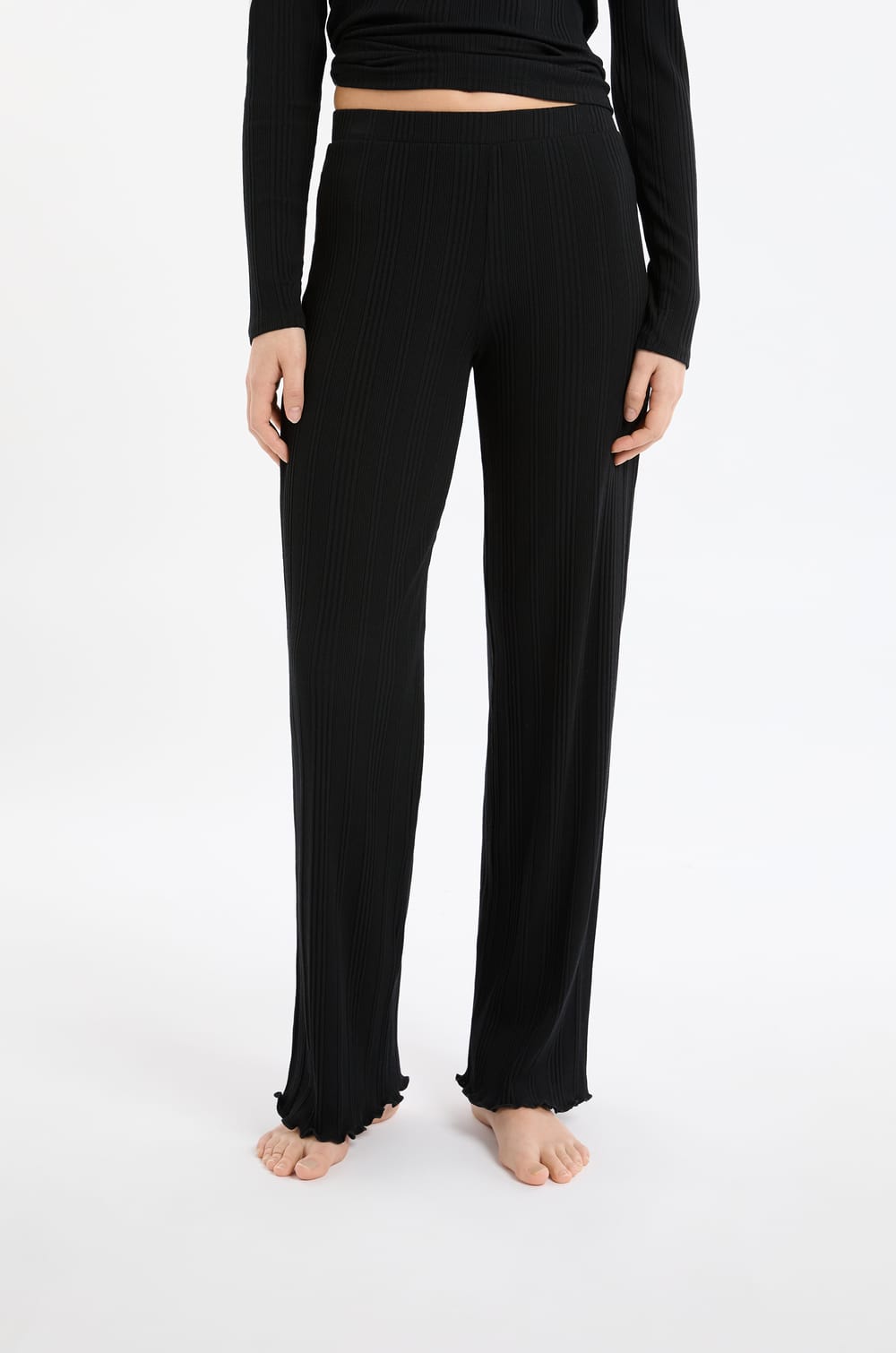 Ribbed Pajama Bottoms;${refinementColor}