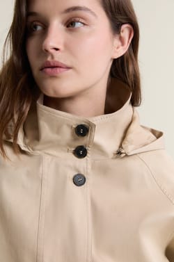 Hooded Trench Coat with Cotton;${refinementColor}