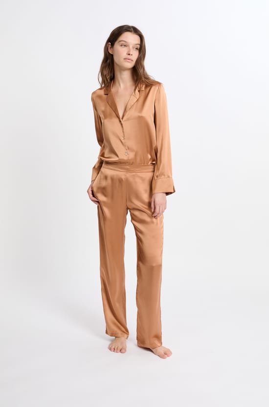 Pantalon de pyjama en soie;${refinementColor}