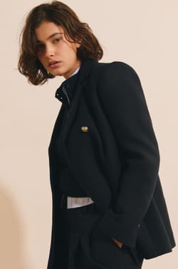Manteau crois&eacute; court avec laine;${refinementColor}