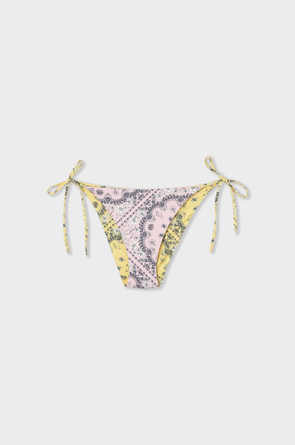 Tie-side bikini bottom with reversible print;${refinementColor}