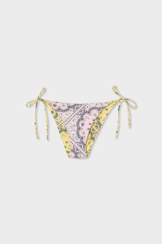 Bikini ficelle bas de maillot imprimé réversible;${refinementColor}