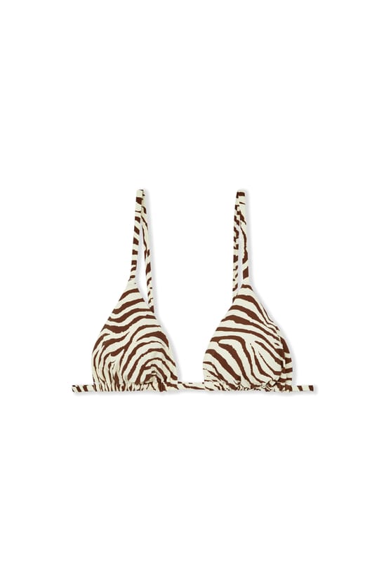 Zebra Print Triangle Bikini Top;${refinementColor}