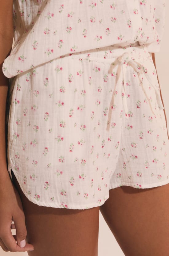 Short de pyjama &agrave; motifs fleuris en coton;${refinementColor}