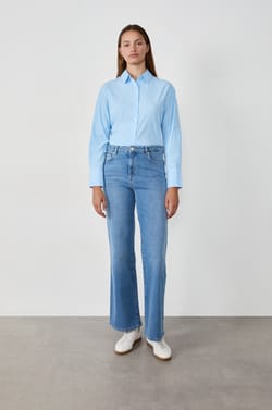Chemise manches longues en coton ceinturée;${refinementColor}