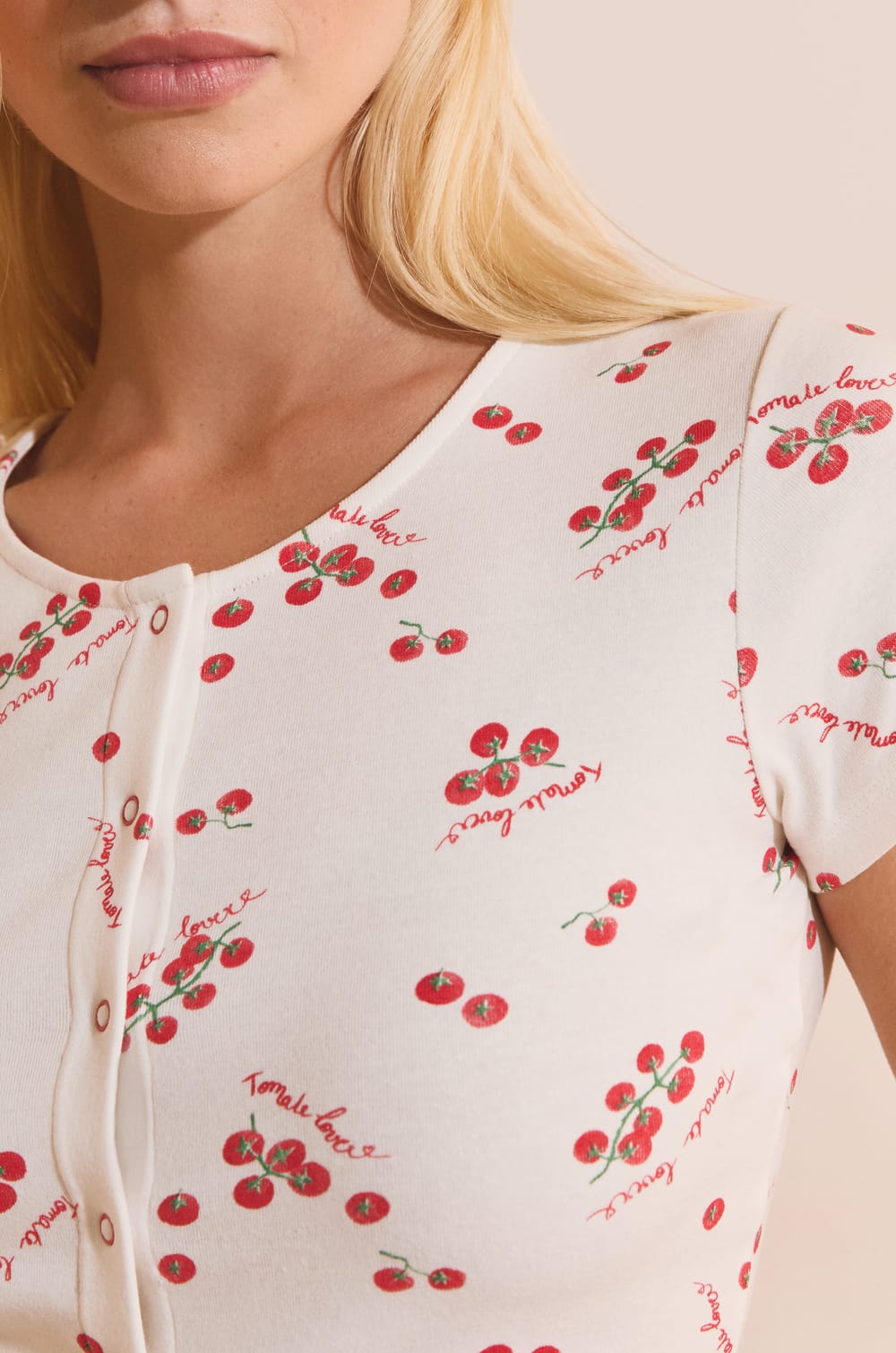 T-shirt de pyjama en coton &agrave; motifs tomates;${refinementColor}