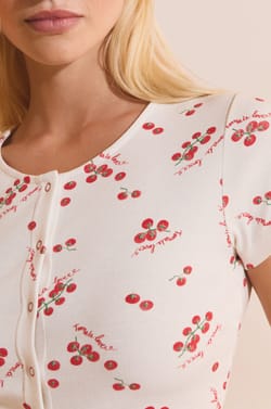 T-shirt de pyjama en coton &agrave; motifs tomates;${refinementColor}